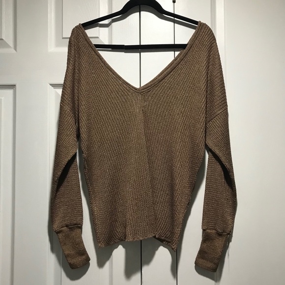 Zara Sweaters - Zara Woman Metallic Knit V-Neck Sweater